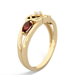 Garnet Hearts Intertwined 14K Yellow Gold ring R5880