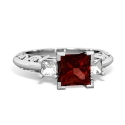 Garnet Eternal Embrace Engagement 14K White Gold ring C2001