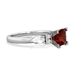 Garnet 6Mm Princess Eternal Embrace Engagement 14K White Gold ring C2002