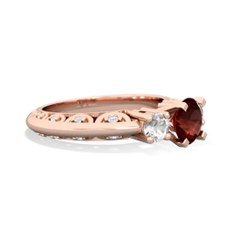 Garnet Art Deco Eternal Embrace Engagement 14K Rose Gold ring C2003