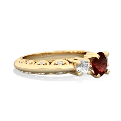 Garnet Art Deco Eternal Embrace Engagement 14K Yellow Gold ring C2003