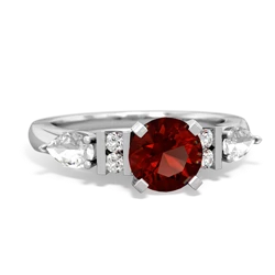 Garnet 6Mm Round Eternal Embrace Engagement 14K White Gold ring R2005