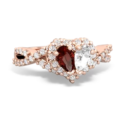 Garnet Diamond Twist 'One Heart' 14K Rose Gold ring R2640HRT