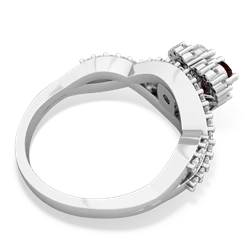 Garnet Diamond Twist 'One Heart' 14K White Gold ring R2640HRT