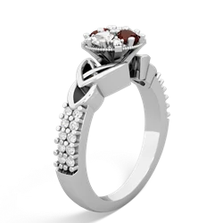 Garnet Celtic Knot Cluster Engagement 14K White Gold ring R26443RD