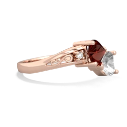 Garnet Snuggling Hearts 14K Rose Gold ring R2178