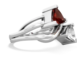 Garnet Split Band Swirl 14K White Gold ring R2341