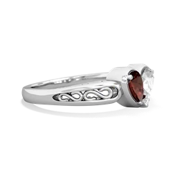 Garnet Filligree 'One Heart' 14K White Gold ring R5070