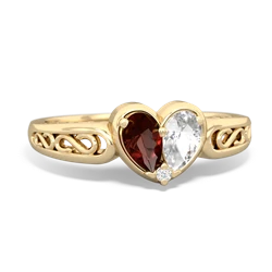Garnet Filligree 'One Heart' 14K Yellow Gold ring R5070