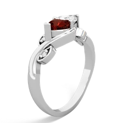 Garnet Floral Elegance 14K White Gold ring R5790