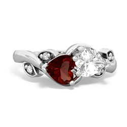 Garnet Floral Elegance 14K White Gold ring R5790