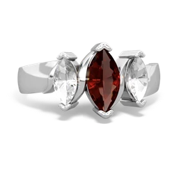 Garnet Three Peeks 14K White Gold ring R2433