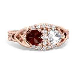 Garnet Sparkling Celtic Knot 14K Rose Gold ring R2645