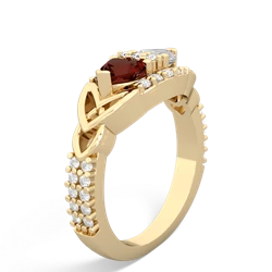 Garnet Sparkling Celtic Knot 14K Yellow Gold ring R2645