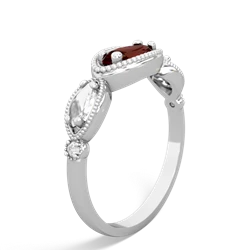 Garnet Milgrain Marquise 14K White Gold ring R5700