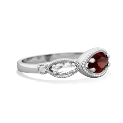 Garnet Milgrain Marquise 14K White Gold ring R5700