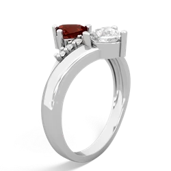 Garnet Heart To Heart 14K White Gold ring R2064