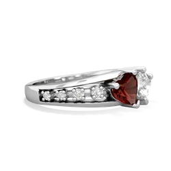 Garnet Heart To Heart 14K White Gold ring R3342