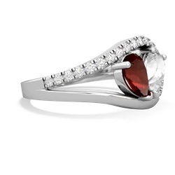 Garnet Nestled Heart Keepsake 14K White Gold ring R5650