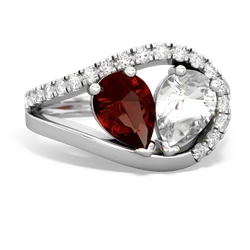 Garnet Nestled Heart Keepsake 14K White Gold ring R5650