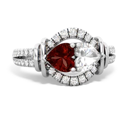 Garnet Art-Deco Keepsake 14K White Gold ring R5630