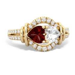 Garnet Art-Deco Keepsake 14K Yellow Gold ring R5630