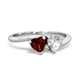 Garnet Sweethearts 14K White Gold ring R5260