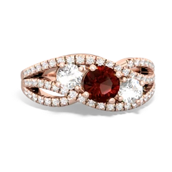 Garnet Three Stone Aurora 14K Rose Gold ring R3080