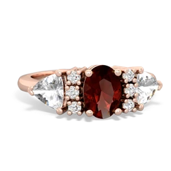 Garnet Antique Style Three Stone 14K Rose Gold ring R2186