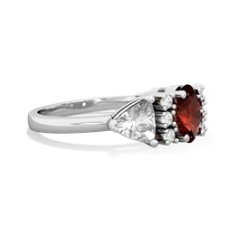 Garnet Antique Style Three Stone 14K White Gold ring R2186