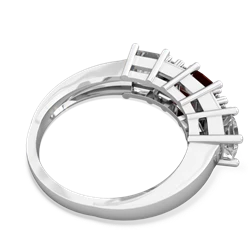 Garnet Three Stone Diamond Cluster 14K White Gold ring R2592