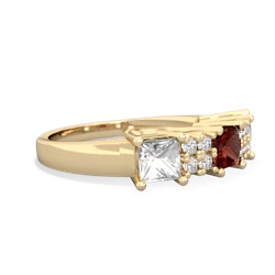 Garnet Three Stone Diamond Cluster 14K Yellow Gold ring R2592