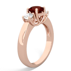 Garnet Three Stone Round Trellis 14K Rose Gold ring R4018