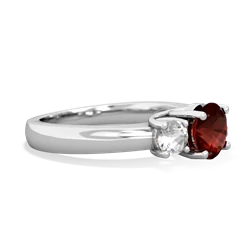 Garnet Three Stone Round Trellis 14K White Gold ring R4018