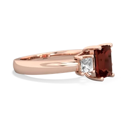 Garnet Three Stone Emerald-Cut Trellis 14K Rose Gold ring R4021