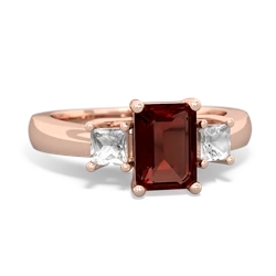 Garnet Three Stone Emerald-Cut Trellis 14K Rose Gold ring R4021