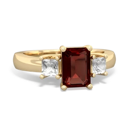 Garnet Three Stone Emerald-Cut Trellis 14K Yellow Gold ring R4021