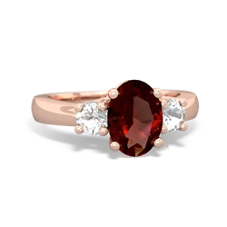 Garnet Three Stone Oval Trellis 14K Rose Gold ring R4024