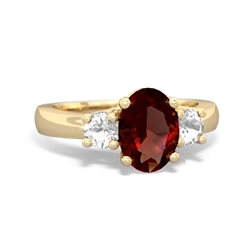 Garnet Three Stone Oval Trellis 14K Yellow Gold ring R4024