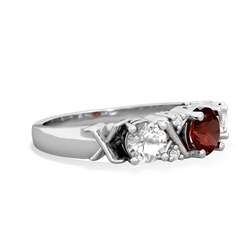 Garnet Hugs And Kisses 14K White Gold ring R5016