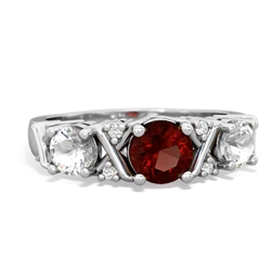 Garnet Hugs And Kisses 14K White Gold ring R5016