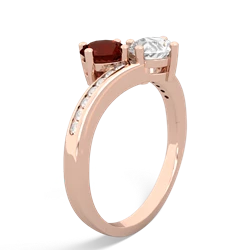 Garnet Channel Set Two Stone 14K Rose Gold ring R5303