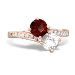 Garnet Channel Set Two Stone 14K Rose Gold ring R5303