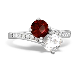 Garnet Channel Set Two Stone 14K White Gold ring R5303