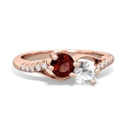 Garnet Infinity Pave Two Stone 14K Rose Gold ring R5285