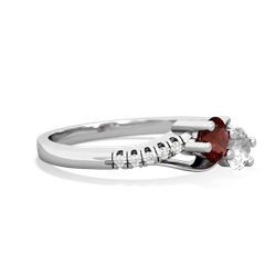 Garnet Infinity Pave Two Stone 14K White Gold ring R5285