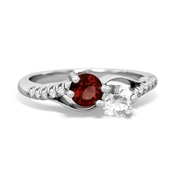 Garnet Infinity Pave Two Stone 14K White Gold ring R5285