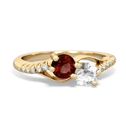 Garnet Infinity Pave Two Stone 14K Yellow Gold ring R5285