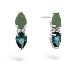 Jade Bowtie Drop 14K White Gold earrings E0865