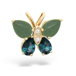 Jade Butterfly 14K Yellow Gold pendant P2215